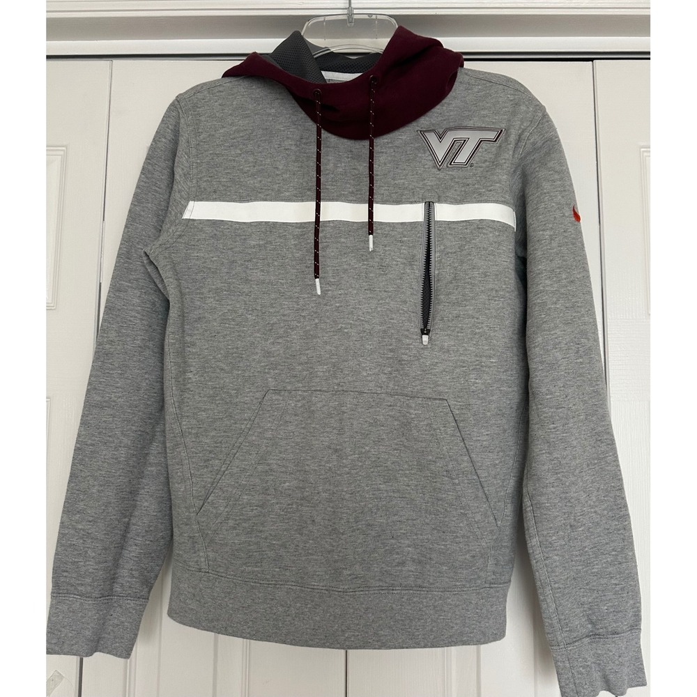 Nike Virginia Tech Hokies Gray Maroon Pullover‎ Hoodie Sweatshirt Men's Small
